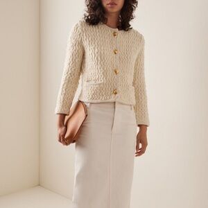 Nili Lotan Sweater Jacket Bridget Wool‎ Boucle Knit Cardigan Sz XL